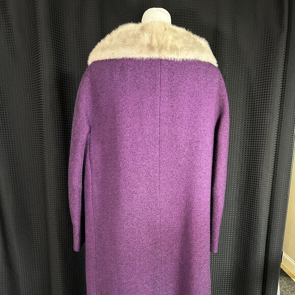 Vintage Shagmoor Womens Purple Tweed Wool  Silver Fox Pockets Button  Overcoat - Picture 5 of 10